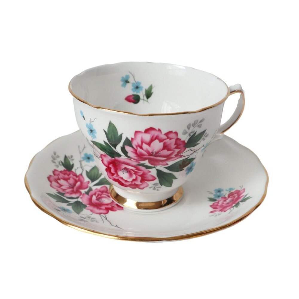 Teacup and Saucer Colclough Floral Bone China England Tea Cup Vintage Carnations